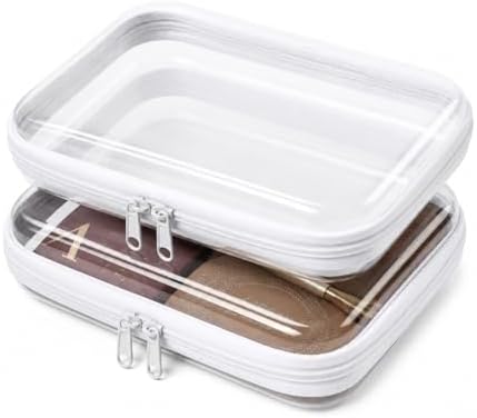 2 Pack Clear Hard Shell Zipper Case Diaper Organizer | 1.0mm Hard Shell, Upgraded Large Zipper Pulls, Clear Travel Pouches, Smooth Zipper Closure, Holds Shape by Unknown