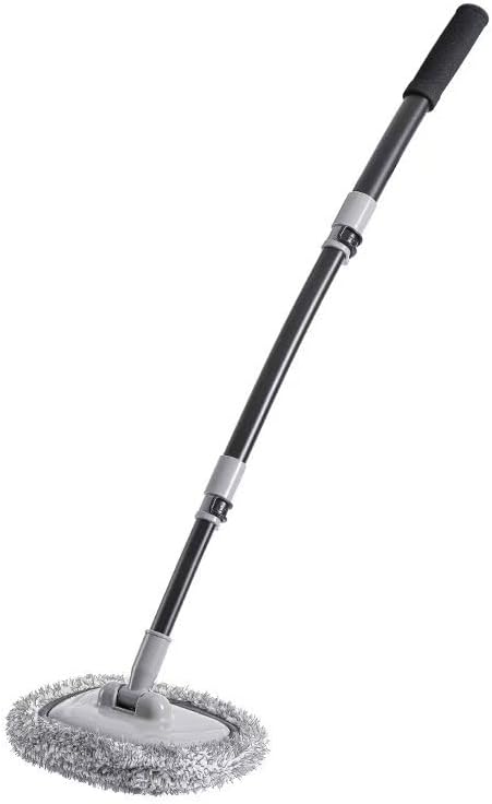 57'' Car Wash Brush with Long Handle Chenille Microfiber Car Wash Kit Mitt Retractable Bent Pole Car Wash Mop for Cars RV Truck Boat (Grey-1) by NEZENO