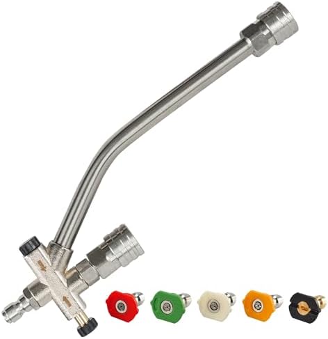 Hourleey Foam Cannon Dual-Connector Accessory, Pressure Washer Double Tip Attachment for Soap Cannon with 5 Power Washer Sprayer Nozzles, 1/4" Quick Connect, 4000 PSI by Hourleey
