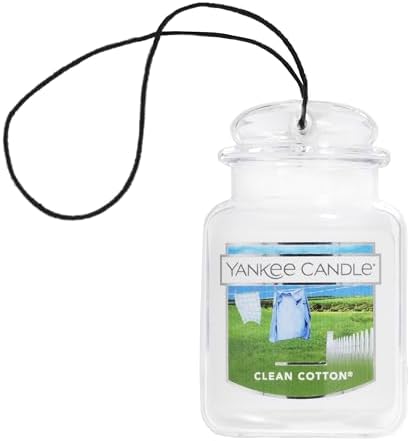 Yankee Candle Car Air Fresheners, Hanging Car Jar Ultimate, Neutralizes Odors Up To 30 Days, Clean Cotton, 0.96 OZ (Pack of 1) - Image 2