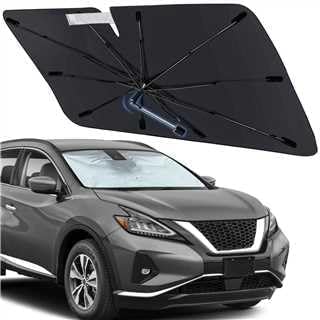 Windshield Sun Shade Umbrella for Nissan Murano 2015-2025 Front Windows | Foldable Car Sunshade with 360° Rotating Shaft, Custom fit Murano Sun Visor Shield for UV Blocking and Heat Insulation by Visufy