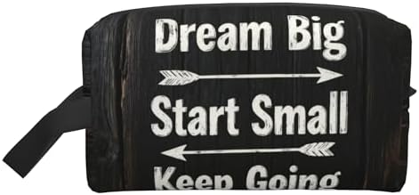Inspirational Wood Wall Art​ Makeup Bag - Durable 600D Oxford Fabric Travel Cosmetic Bag, Shockproof Foam Padded Toiletry Organizer for Gym & Daily Use 10x6.2x4.9 Inch by OLUSENMO