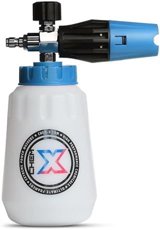 Chem-X Chrome Cannon 2.0 Foam Cannon (Blue HDPE Bottle, 34 Oz Capacity) by Chem-X
