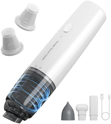 Handheld Vacuum Cordless, Car Vacuum Portable with 2 Suction Modes, Blow & Suction 2-in-1, Mini Vacuum Cleaner Rechargeable for Car, Home, Pet Hair, Office, Desk, Keyboards (White) by A9life