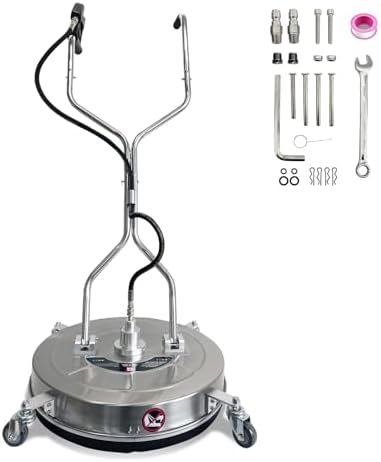 20" Pressure Washer Surface Cleaner with Dual Handles – Stainless Steel, 4-Wheel Design for Driveways, Sidewalks, Curbs, Decks, & Patios – 4600 PSI, High-Efficiency Cleaning Accessory by Unknown