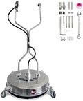 24" Pressure Washer Surface Cleaner with Dual Handles – Stainless Steel, 4-Wheel Design for Driveways, Sidewalks, Curbs, Decks, & Patios – 4900 PSI, High-Efficiency Cleaning Accessory by Unknown