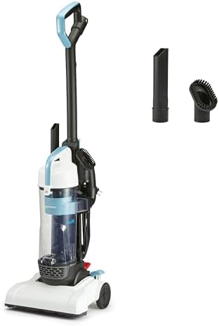 Amazon Basics Upright Bagless Vacuum Cleaner for Carpet and Hard Floors, Washable Filter, Crevice and Upholstery Tools, Detachable Handle, Lightweight, 1.7L Dust Cup, 25ft Cord, Black/White by AmazonBasics