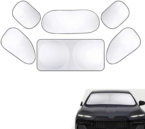 6 PCS Car Windshield Sunshades, Reflective Sun & Heat Insulation Shield Kit, Double-Sided Full Blackout Privacy Protection Cover, Foldable Shade for Most Cars SUVs (Silver) by Unknown