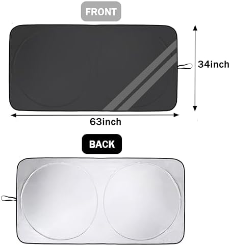 Front Windshield Sun Shade Fit for Dodge Charger Challenger Durango Journey Universal Fit to All Dodge Cars Foldable Sun Visor Protector Custom Fit Dodge Window Sunhade (Black Gray) - Image 6