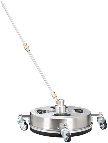 Sun Joe SPX-SC14 Universal 14-Inch Pressure Washer Surface Cleaner with 4 Wheels - Stainless Steel, 1/4" Heavy Duty 4000 Max PSI Quick Connect, for Driveways, Patios, Sidewalks & Decks by SunJoe
