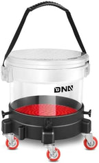 DNA Motoring 5 Gallon Washing System Includes 15.5L Bucket, Filtration System Insert, Five Castor, Bucket Dolly, and Lid for Car Wash and Detailing, Transparent, TOOLS-00603 by DNAMOTORING