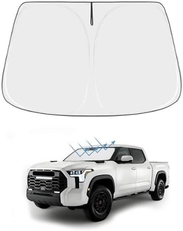 Front Windshield Sun Shade Custom Fit Compatible for Tundra 2022-present Sunshade Foldable UV Ray Reflector Sun Visor Protector Accessories Shield Cover Reflective (for Tundra 2022-present) by akarin