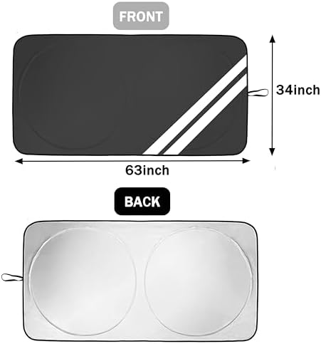 YOSRTER Front Windshield Sun Shade Fit for Dodge Charger Challenger Durango Journey Universal Fit to All Dodge Cars Foldable Sun Visor Protector Custom Fit Dodge Window Sunhade (Black White) - Image 6