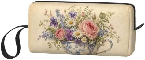 Teacup Small Makeup Bag, 600D Oxford Cosmetic Pouch for Women | Teacup Cosmetic Bag and Toiletry Pouch with Double-Sided Print and Foam Padding for Women, Travel, Gym, Weekend and Daily Use - Image 2
