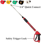 Hourleey Pressure Washer Gun, Red High Power Washer Gun with Replacement Wand Extension, 5 Nozzle Tips, M22 Fittings, 40 Inch, 5000 PSI , Not Compatible with Garden Hose - Image 6