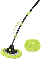 57'' Car Wash Brush with Long Handle Chenille Microfiber Car Wash Kit Mitt Retractable Bent Pole Car Wash Mop for Cars RV Truck Boat (Green-2) by NEZENO
