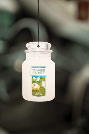Yankee Candle Classic Paper Car Jar Air Freshener, Hanging Car Freshener, Long Lasting Odor Neutralizing Car Fragrance, Clean Cotton (Pack of 2) - Image 4