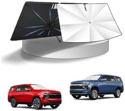 KUST Windshield Sun Shade Umbrella for 【2015-2020 Chevrolet Chevy Suburban/Tahoe, GMC Yukon XL, Yukon Denali XL】 | Custom Fit Titanium Silver Windshield Sunshade | with Bendable Handle | Blocks Heat by KUST