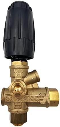 Annovi Reverberi VRT3R-310 Unloader, Black Spring, 4500 PSI, 10.5 GPM, Adjustment Knob, Pressure Gauge Inlet, Brass - Image 2