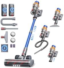 Dual-Battery Cordless Vacuum Cleaner 130 Mins(Eco) 50KPa 600W, Stick Vacuum by Fieety
