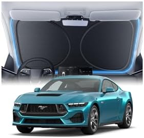 Windshield Sun Shade for Ford Mustang/Mach-E 2000-2026, 100% UV Block & Heat Insulation, Custom Fit Sunshade, Foldable Car Sunshade with Storage Bag, Summer Car Accessory by Amadaw