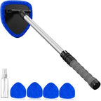 desin Windshield Cleaning Tool, Car Window Cleaner Windshield Cleaner with 4 Reusable and Washable Microfiber Pads and Extendable Handle Auto Inside Glass Wiper Kit by DESIN