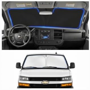 Custom Fit Windshield Sun Shade for Chevy Chevrolet Express 1996-2026 by Unknown