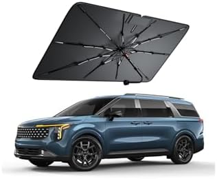 Windshield Sun Shade for Kia Carnival 2022–2026, Foldable Umbrella Sunshade with 100% UV Block, Multi-Layer Heat Insulation, Reinforced 10-Rib Frame, Keeps Car Cooler, Summer Car Accessory by Amadaw