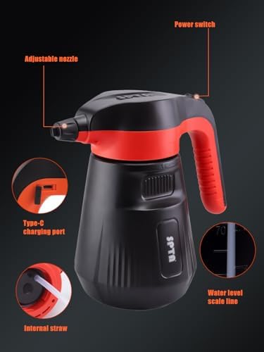 SPTA Pressure Foam Sprayer, 2.25L/76 oz Electric Pressurized Soap Sprayer Car Foam Sprayer, Cordless Pump Sprayer, Car Wash Pressure Washer Foamer with 500ML Shampoo for Detailing - Image 2