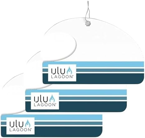 ulu Lagoon Hanging Car Air Freshener | Tropical Beach Coconut Surf Wax Scent Mini Wave | Long Lasting Car Freshener, Closet and Beyond | Made In USA | 3 Pack (ulu Stripes) by uluLAGOON