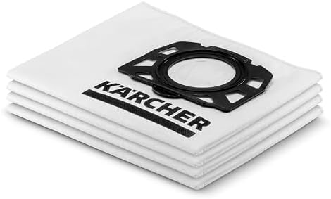 Karcher Filter Fleece Bags 4 Pack, Compatible with Karcher Wet Dry Vacuum Cleaner Models WD 1 Compact, WD 2 and WD 3 by Unknown