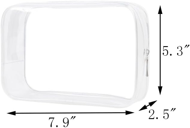 Buminee Clear Travel Bags 3 Pack 7.9"x2.5"x5.3" Multipurpose Transparent TSA Cosmetic Bag Clear Pouch For Toiletry, Makeup, Traveling - Single Zipper - Image 2