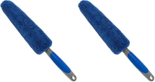 VIKING Wheel Brush or Rim Brush for Car, Metal Free, Blue, 2.5 Inch x 14.3 Inch (Pack of 2) by VikingCarCare