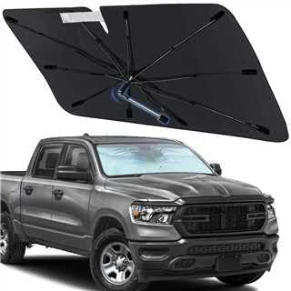 Windshield Sun Shade for Dodge RAM 1500 2019-2025, Custom Umbrella Shade | Foldable Front Window Sunshade with 360° Rotating Shaft, Car Shades with UV & Heat Protection, Easy Storage Car Sun Shield by Visufy