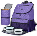 BAGLHER Dog Travel Bag Airline Approved Pet Supplies Backpack, Dog Travel Backpack with 2 Silicone Collapsible Bowls and 2 Food Baskets Purple by BAGLHER