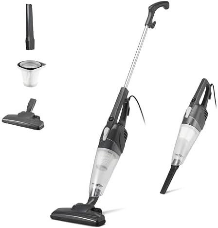 Amazon Basics 2-in-1 Corded Stick Vacuum Cleaner, Converts to Handheld, Lightweight (3.9 LBS), with Washable Filter, Crevice Tools, 0.5L Dust Cup, Self-Standing, 19.7-Ft Cord, 300W, Black by AmazonBasics