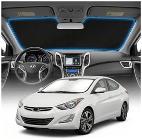 for Hyundai Elantra Sun Shade Windshield Cover - Custom Fit Elantra Accessories 2011-2016 Sunshade Foldable UV Protection & Heat Shield Sun Visor Accessories by Unknown