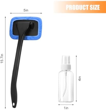 Car Windshield Cleaning Tool, Microfiber Vehicle Window Cleaner with 5 Washable Reusable Cloth Pad & 1 Spray Bottle, Automotive Glass Wiper Cleaning Kit Accessories, Universal Fit (Blue) - Image 2