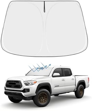 Front Windshield Sun Shade Custom Fit Compatible for Tacoma 2016-present Sunshade Foldable UV Ray Reflector Sun Visor Protector Accessories Shield Cover Reflective (for Tacoma 2016-present) by akarin