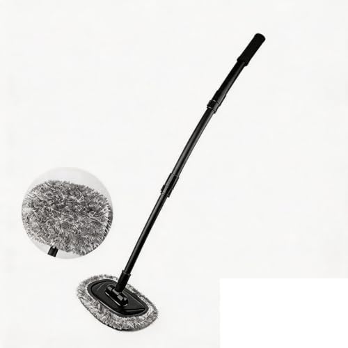 57'' Car Wash Brush with Long Handle Chenille Microfiber Car Wash Kit Mitt Retractable Bent Pole Car Wash Mop for Cars RV Truck Boat (Black-1) by NEZENO