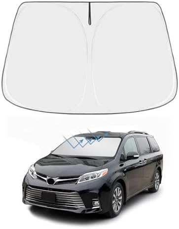 Front Windshield Sun Shade Custom Fit Compatible for Sienna 2011-present Sunshade Foldable UV Ray Reflector Sun Visor Protector Accessories Shield Cover Reflective (for Sienna 2011-present) by akarin