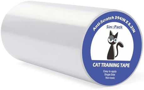 Cat Scratch Guard Tape, 394''x8.2'' Clear Anti Scratch Tape for Furniture, Single Sided Protective Film to Stop Cats & Dogs Scratching Sofa, Door, Walls, Car Interiors by SinoPack