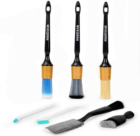 MVEQRRN 7PCS Car Detailing Brush Set,Boars Hair Detail Brush Kit(Gold) by MVEQRRNcardetailbrushset