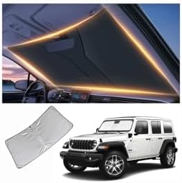 Windshield Sun Shade for Jeep Wrangler TJ JK JL & Gladiator JT 2/4 Door Front Window Shades Cover for 1986-2024 2025 2026 Wrangler Windshield Sun Visor Protector Car Accessories by LZYYQX