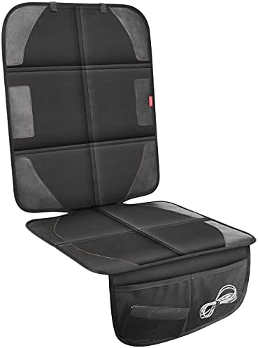Car Seat Protector with Thickest Padding,Waterproof 600D with Storage Pockets,Non-Slip Pets Fabric Child Baby Cover Leather Reinforced Vehicle Seat 1 Pack (Black) by LUILANC