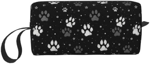 Vintage Pet Paw Print Makeup Bag for Women with Wrist Strap | Durable 600D Oxford Fabric, Impact-Resistant & Compact, Travel Cosmetic & Makeup Organizer for Gym & Daily Use by OLUSENMO