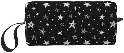 Cute Doodle Stars Makeup Bag for Women with Wrist Strap | Durable 600D Oxford Fabric, Impact-Resistant & Compact, Travel Cosmetic & Makeup Organizer for Gym & Daily Use by OLUSENMO