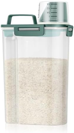 TBMax Rice Storage Container 3 to 5 Lbs - Small Pet Dog Cat Food Container Dispenser with Easy Pouring Spout & Cup, Portable Cereal Container for Small Spaces, Travel, or Daily Use -Dark Green by TBMax