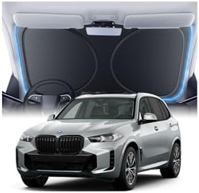 Windshield Sun Shade for BMW X5 2000-2026, Custom Fit Sunshade, 100% UV Block & Heat Insulation, Foldable Car Sunshade with Storage Bag, Protect Interior Accessories by Amadaw
