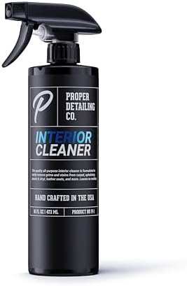 Professional Car Interior Cleaner for Fabric & Leather Seats, Dashboard, Headliner & Carpet - Deep Stain Remover Foam Spray for Auto Detailing - Tesla Seat Compatible by ProperDetailingCo